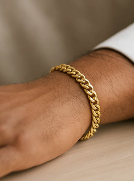 6.7mm 14k Yellow Gold Miami Cuban Semi Solid Bracelet