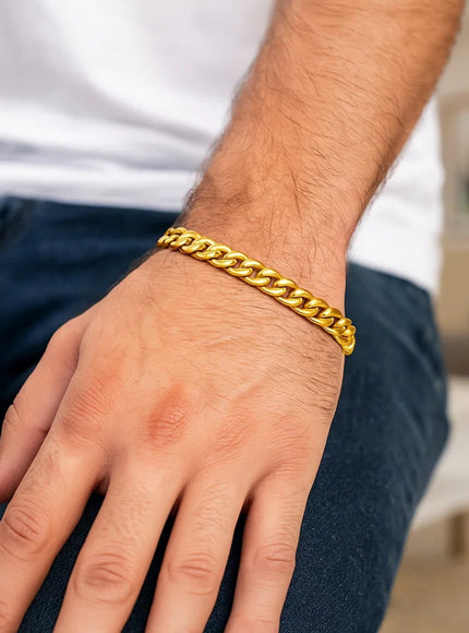 6.7mm 14k Yellow Gold Miami Cuban Semi Solid Bracelet