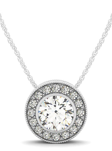 Diamond Halo with Center Bezel in 14k White Gold (5/8 cttw)