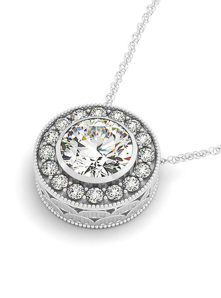Diamond Halo with Center Bezel in 14k White Gold (5/8 cttw)