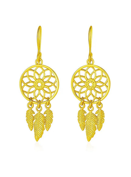 Dream Catcher Earrings in 14k Yellow Gold