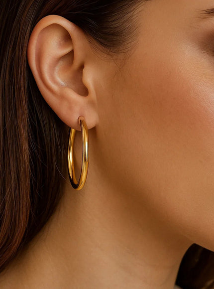 Medium Wedding Hoop Earrings in 14K Yellow Gold