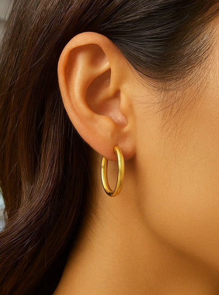 Endless Engraved Oval Hoop Earrings in 14K Yellow Gold
