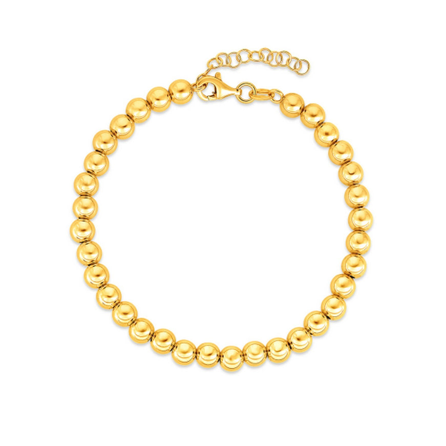 14k Yellow Gold Bead Bracelet (4mm)