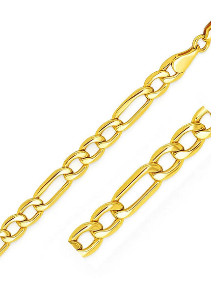 6.5mm 10k Yellow Gold Lite Figaro Bracelet