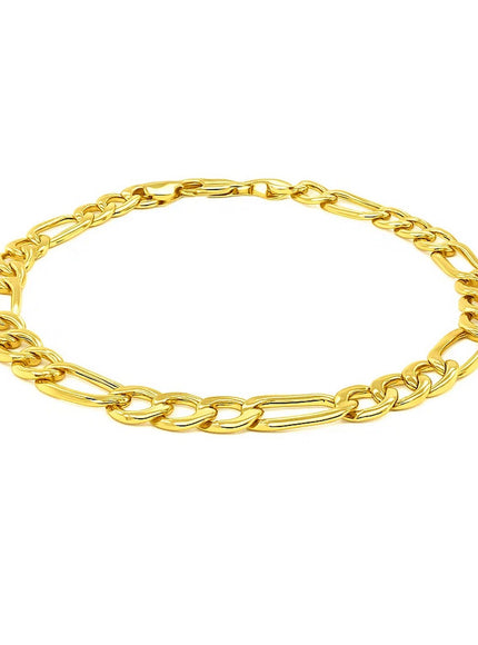 6.5mm 10k Yellow Gold Lite Figaro Bracelet