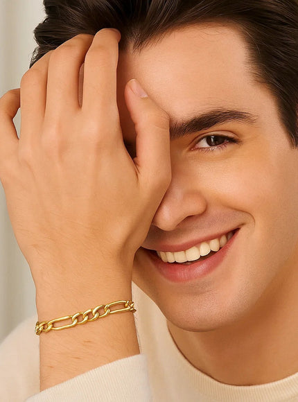 6.5mm 10k Yellow Gold Lite Figaro Bracelet