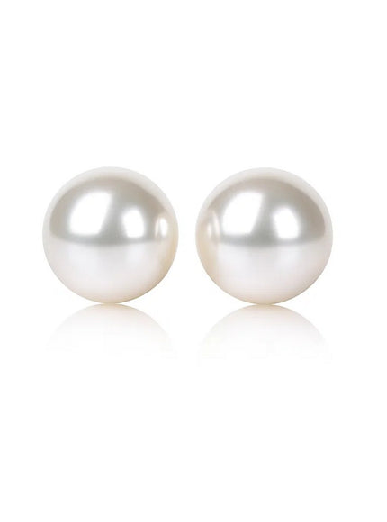 14k Yellow Gold Freshwater Cultured White Pearl Stud Earrings (7.0 mm)