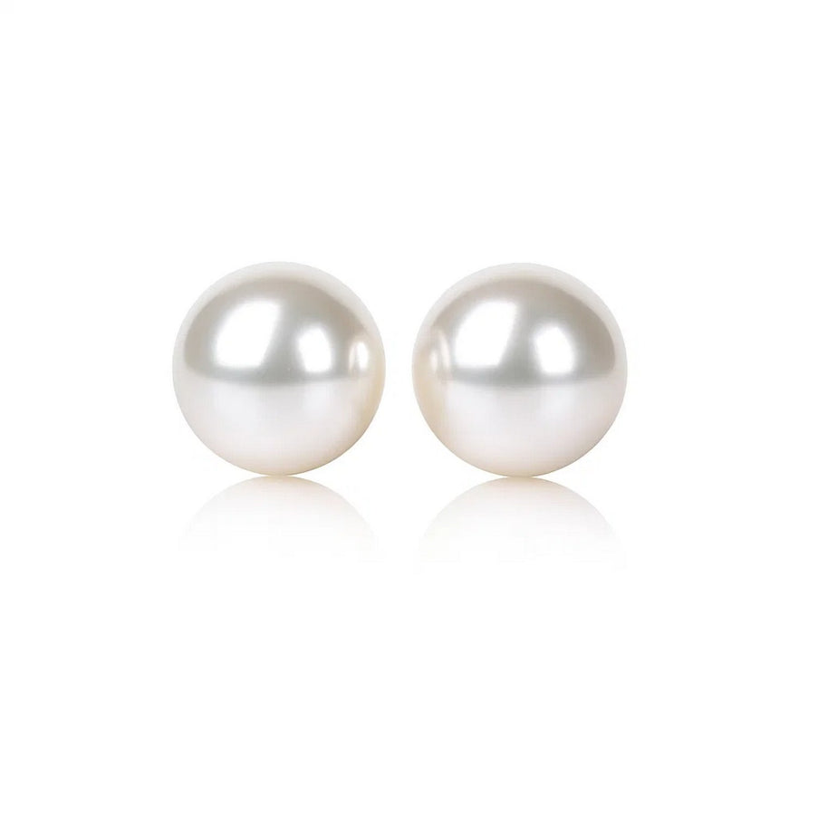 14k Yellow Gold Freshwater Cultured White Pearl Stud Earrings (7.0 mm)