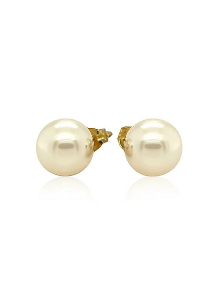 14k Yellow Gold Freshwater Cultured White Pearl Stud Earrings (7.0 mm)