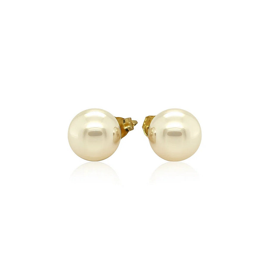 14k Yellow Gold Freshwater Cultured White Pearl Stud Earrings (7.0 mm)