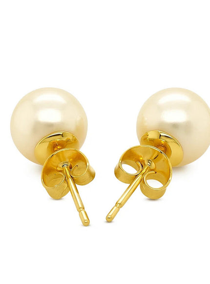 14k Yellow Gold Freshwater Cultured White Pearl Stud Earrings (7.0 mm)