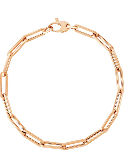 14K Rose Gold Bold Paperclip Chain Bracelet
