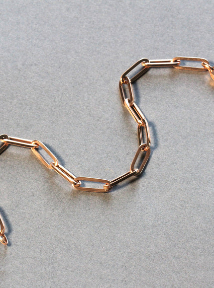 14K Rose Gold Bold Paperclip Chain Bracelet