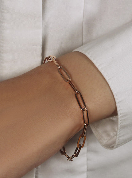14K Rose Gold Bold Paperclip Chain Bracelet