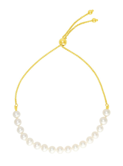 14k Yellow Gold Adjustable Friendship Bracelet with Pearls