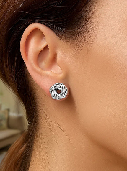 Sterling Silver Polished Two Strand Love Knot Earrings(13mm)