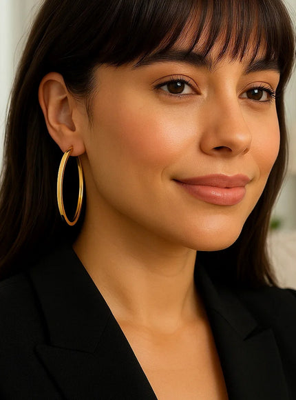 Large Wedding Hoop Earrings in 14K Yellow Gold