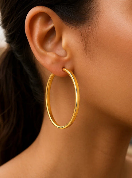 Large Wedding Hoop Earrings in 14K Yellow Gold