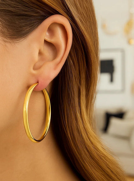 Large Wedding Hoop Earrings in 14K Yellow Gold