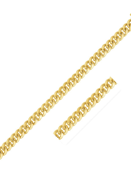 5.0mm 10k Yellow Gold Classic Miami Cuban Solid Bracelet