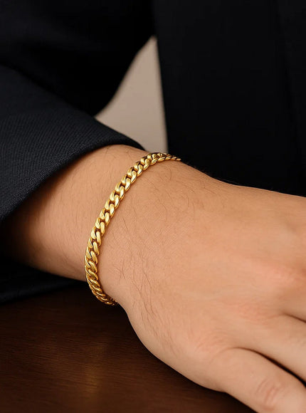 5.0mm 10k Yellow Gold Classic Miami Cuban Solid Bracelet