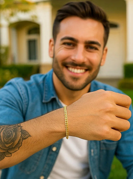 5.0mm 10k Yellow Gold Classic Miami Cuban Solid Bracelet