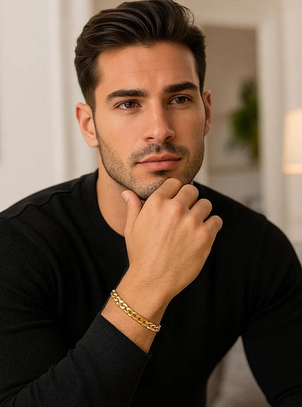 5.0mm 10k Yellow Gold Classic Miami Cuban Solid Bracelet