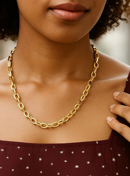 14k Yellow Gold Cable Chain Style Polished Necklace