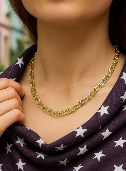 14k Yellow Gold Cable Chain Style Polished Necklace