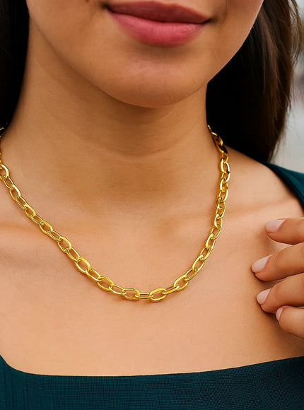 14k Yellow Gold Cable Chain Style Polished Necklace