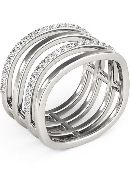 14k White Gold Multiple Band Design Ring with Diamonds (3/8 cttw)