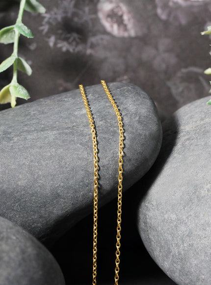 18k Yellow Gold Round Cable Link Chain 1.5mm