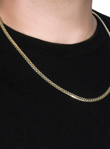 4.9mm 10k Yellow Gold Classic Miami Cuban Solid Chain