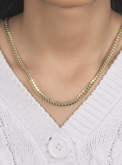 4.9mm 10k Yellow Gold Classic Miami Cuban Solid Chain