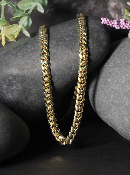 4.9mm 10k Yellow Gold Classic Miami Cuban Solid Chain