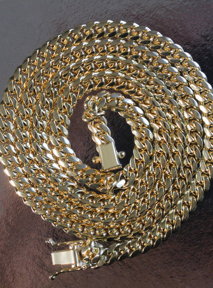 4.9mm 10k Yellow Gold Classic Miami Cuban Solid Chain