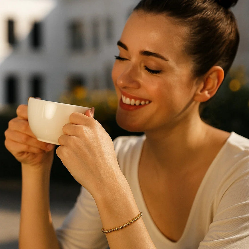 Moon Cut Bead Chain Bracelet in 14k Yellow Gold (4.0 mm)
