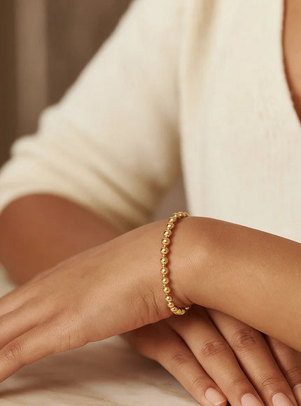 Moon Cut Bead Chain Bracelet in 14k Yellow Gold (4.0 mm)