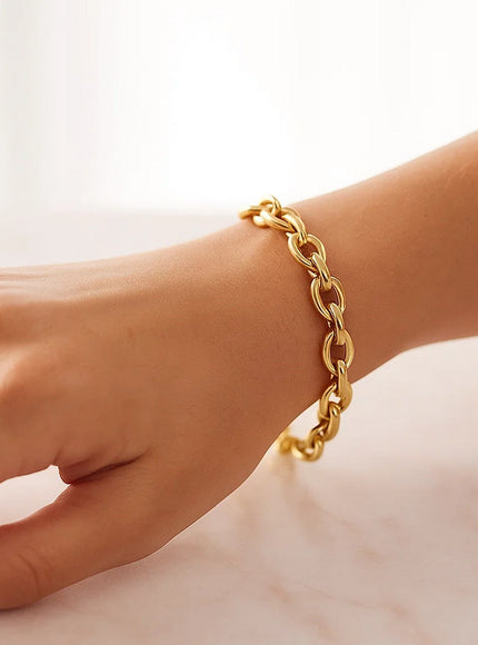 14k Yellow Gold Polished Oval Link Bracelet