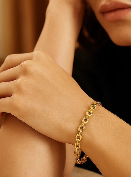 14k Yellow Gold Polished Oval Link Bracelet