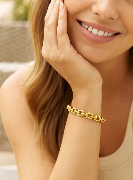 14k Yellow Gold Polished Oval Link Bracelet