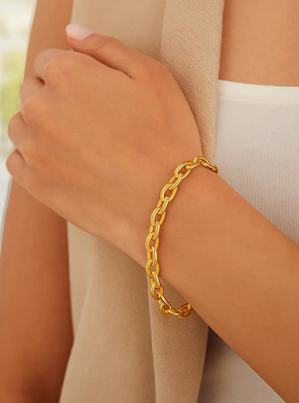 14k Yellow Gold Polished Oval Link Bracelet