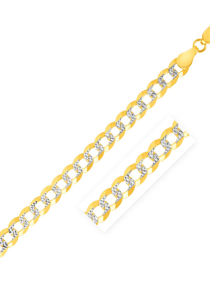 4.7mm 14k Two Tone Gold Pave Curb Bracelet