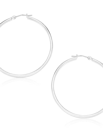10k White Gold Polished Hoop Earrings (30mm)