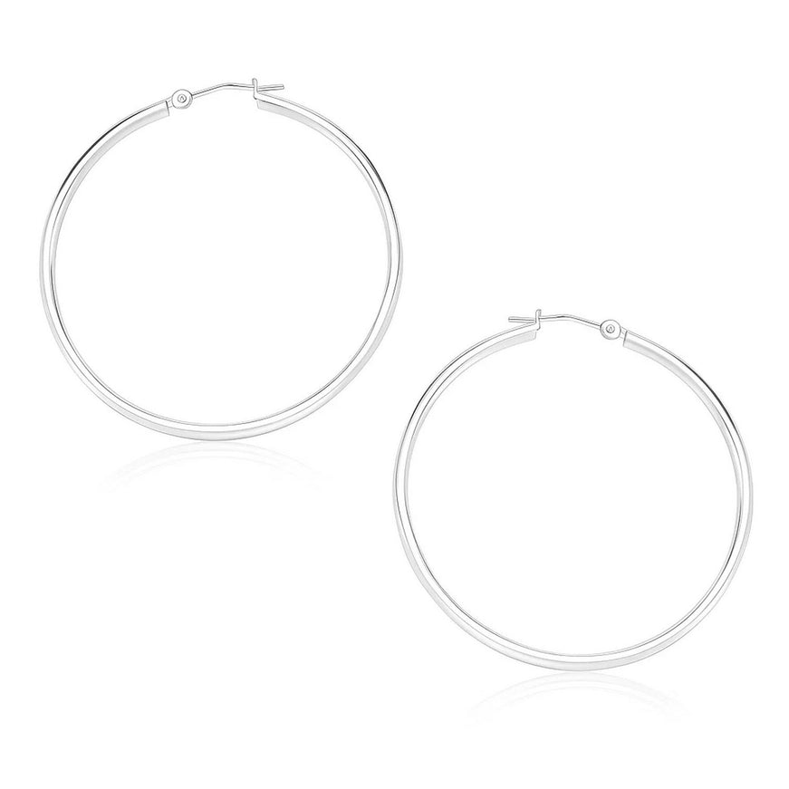 10k White Gold Polished Hoop Earrings (30mm)