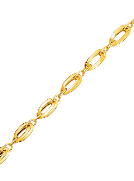 14k Yellow Gold Bracelet with Long Double Oval Links