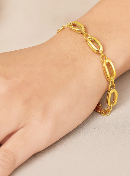 14k Yellow Gold Bracelet with Long Double Oval Links