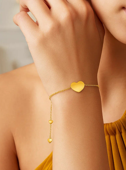 14k Yellow Gold Adjustable Heart Bracelet