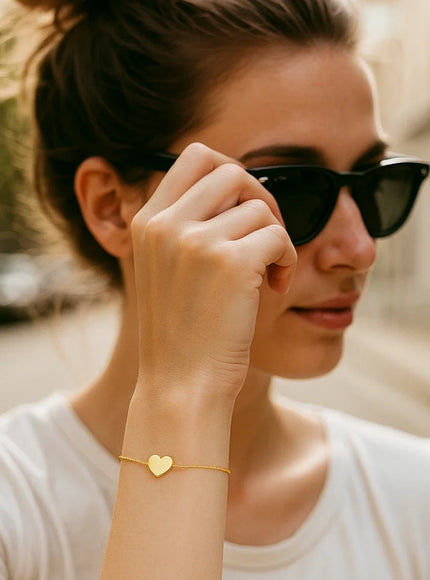 14k Yellow Gold Adjustable Heart Bracelet